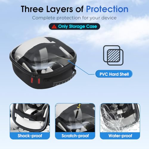 ZORBES® Travel Case for Meta Quest 3S VR Headset Portable Carrying Case with Handle Transparent Protective Case Headset Controller Grips Charger Accessories Bag for Meta Quest 3S, 23x12x23cm ZORBES® Travel Case for Meta Quest 3S VR Headset Portable Carrying Case with Handle Transparent Protective Case Headset Controller Grips Charger Accessories Bag for Meta Quest 3S, 23x12x23cm